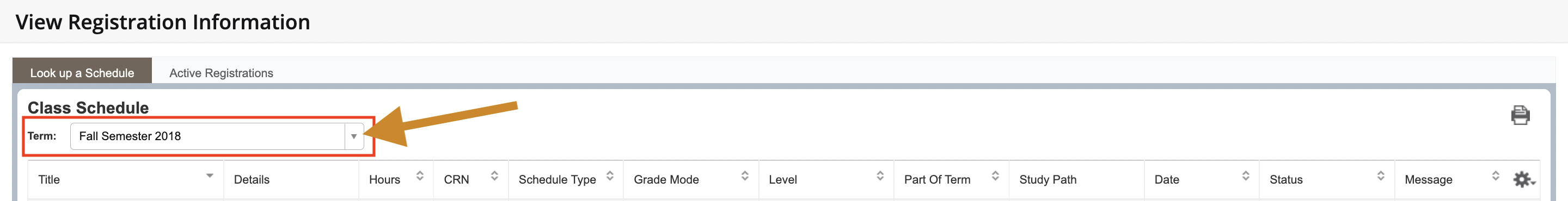 Select Term Screenshot