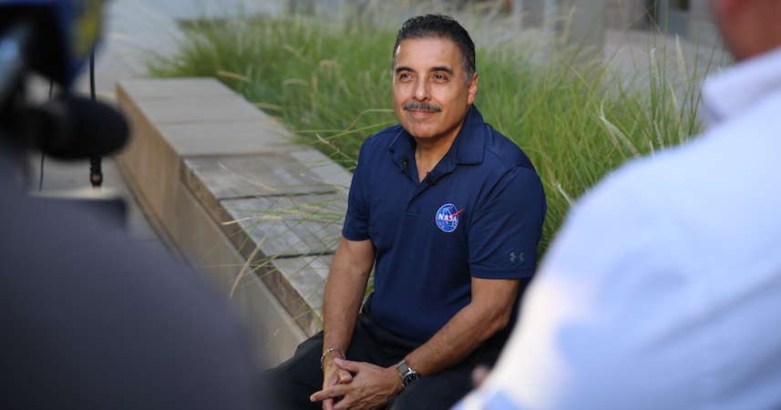 Retired NASA astronaut Jose Hernández speaks to media ahead of a screening of